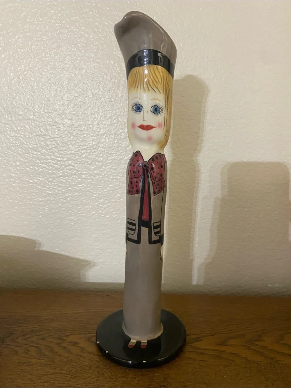 Susan Paley Whimsical Bud Vase / Candleholder, 12” tall.